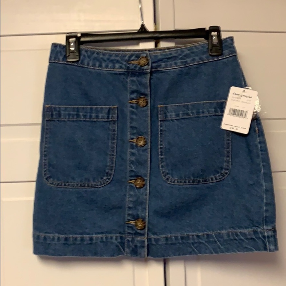 NWT FREE PEOPLE BUTTON FRONT  DENIM SKIRT